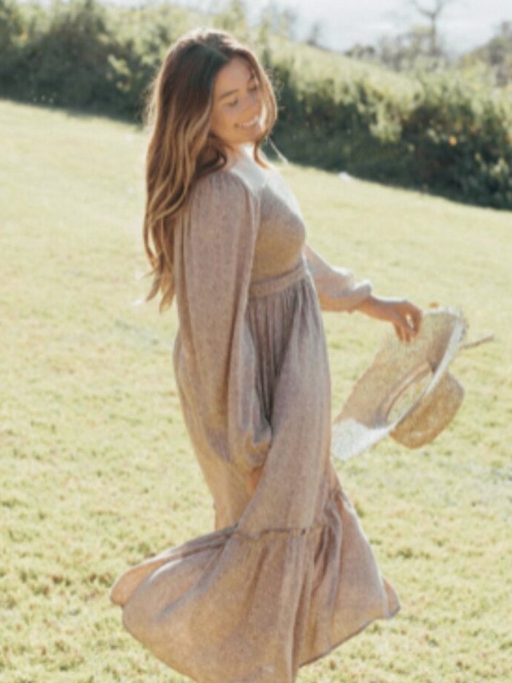 Neuflora Carolina Neutral Floral Maxi Dress Large